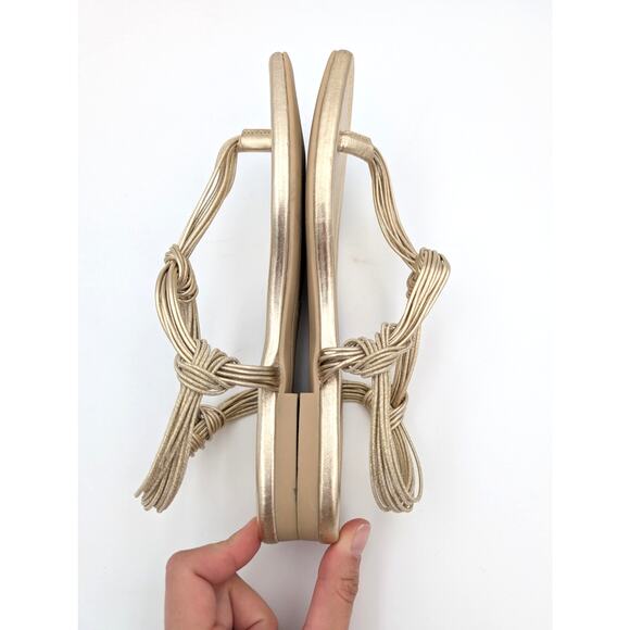 Vince Deja Slip On Slingback Thong Sandals Metallic Gold Size US6.5M EU36.5 - Picture 6 of 11